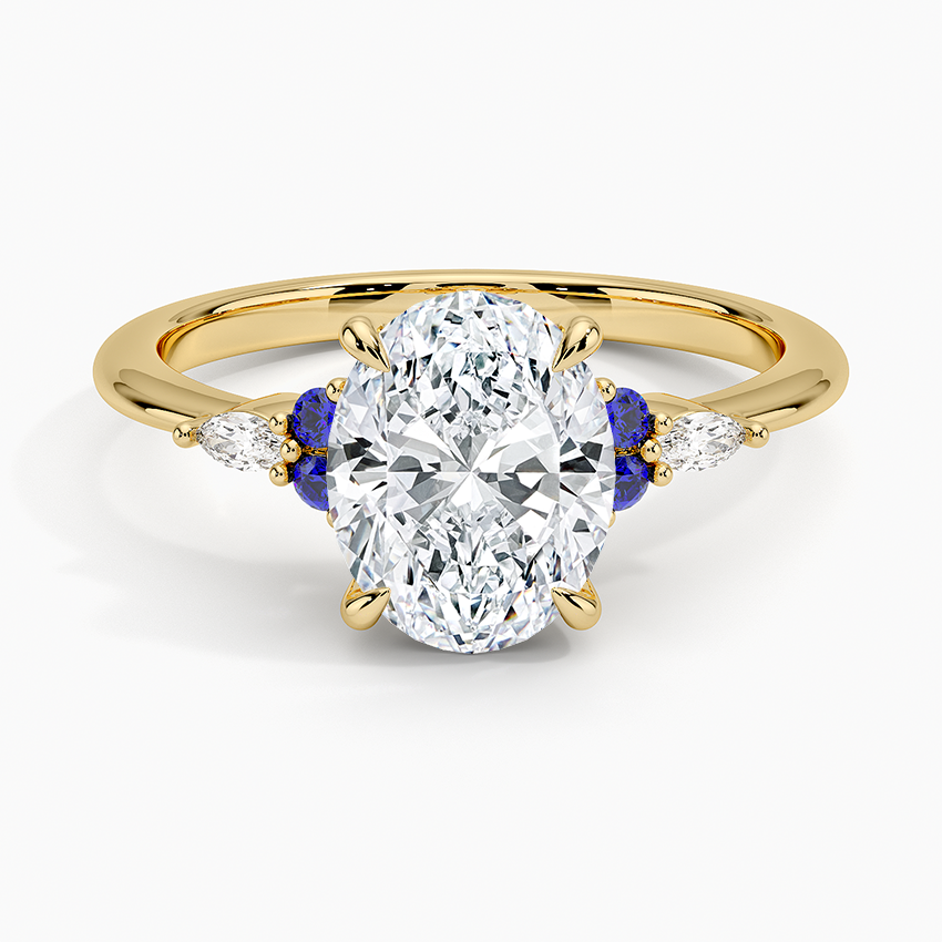 Nadia Sapphire and Diamond Ring - Oval Cut Center Stone