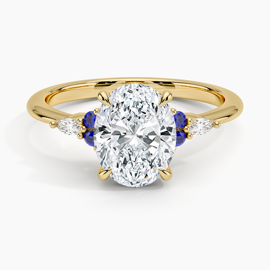 Nadia Sapphire and Diamond Ring - Oval Cut Center Stone