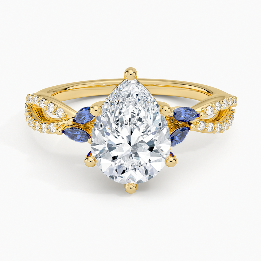 Luxe Willow Sapphire and Diamond Ring (1/8 ct. tw.) - Pear Center Stone