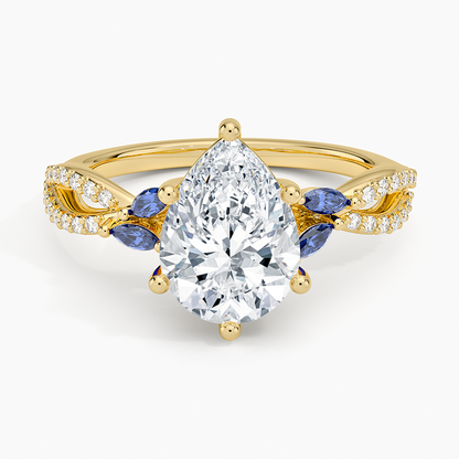 Luxe Willow Sapphire and Diamond Ring (1/8 ct. tw.) - Pear Center Stone