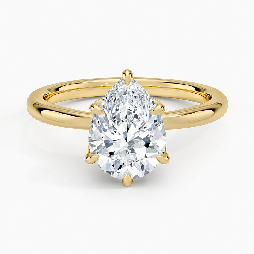Petal 2mm Solitaire Ring - Pear Cut Center Stone