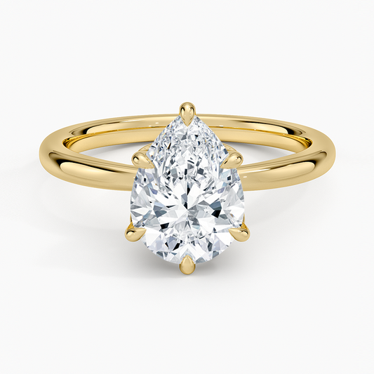 Petal 2mm Solitaire Ring - Pear Cut Center Stone
