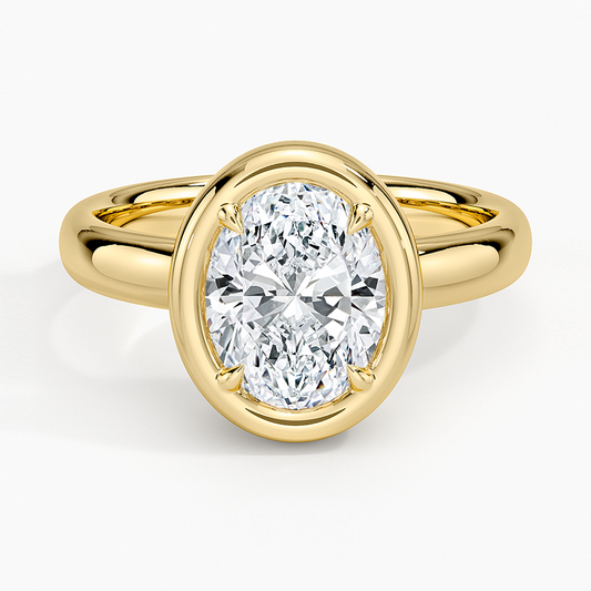 Andrea Bezel Prong Ring - Oval Center Stone