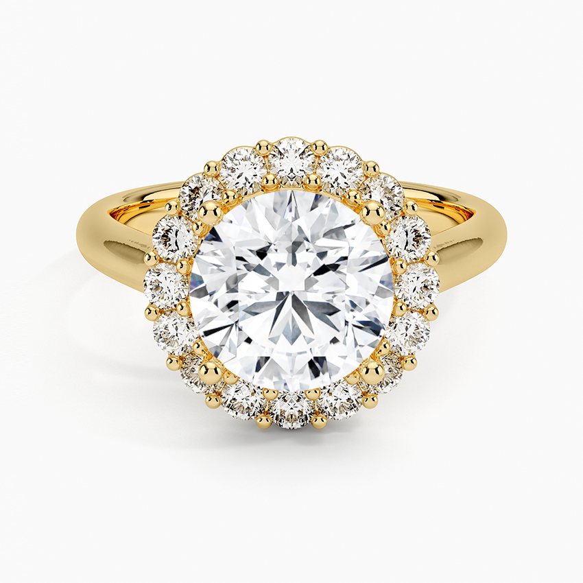 Lotus Flower Halo Diamond Ring (1/4 ct. tw.) - Round Cut Center Stone