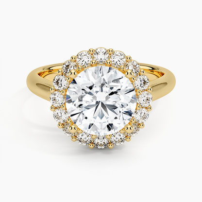 Lotus Flower Halo Diamond Ring (1/4 ct. tw.) - Round Cut Center Stone