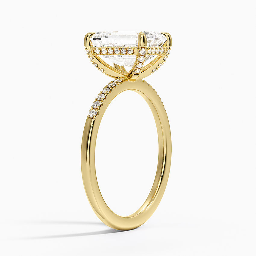 Viviana One-Quarter Coverage Diamond Ring - Emerald Cut Center Stone