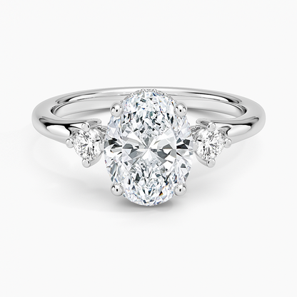 Floating Three Stone Diamond Ring - Oval Center Stone