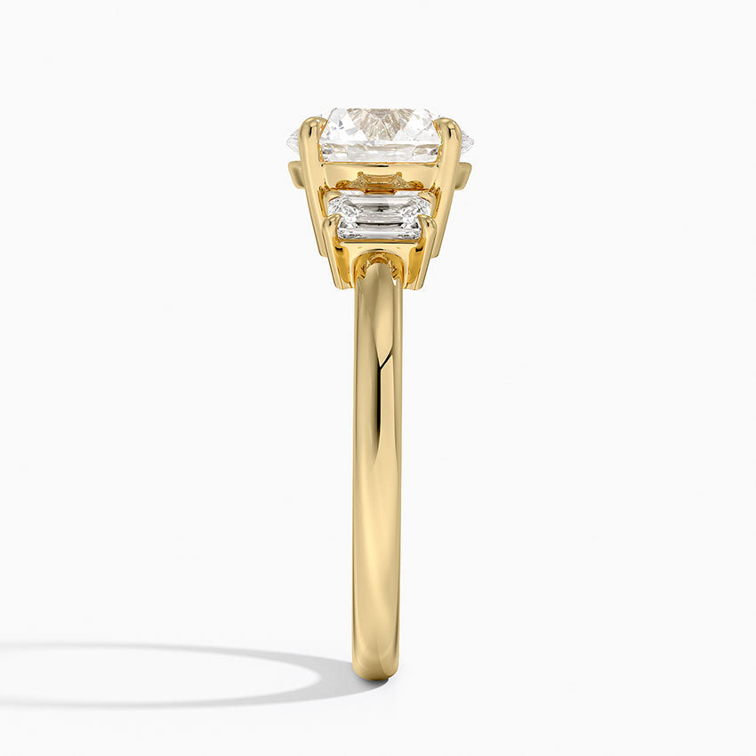 Rhiannon Emerald Cut Three Stone Diamond Ring (1/2 ct. tw.) - Round Center Stone