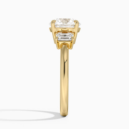 Rhiannon Emerald Cut Three Stone Diamond Ring (1/2 ct. tw.) - Round Center Stone