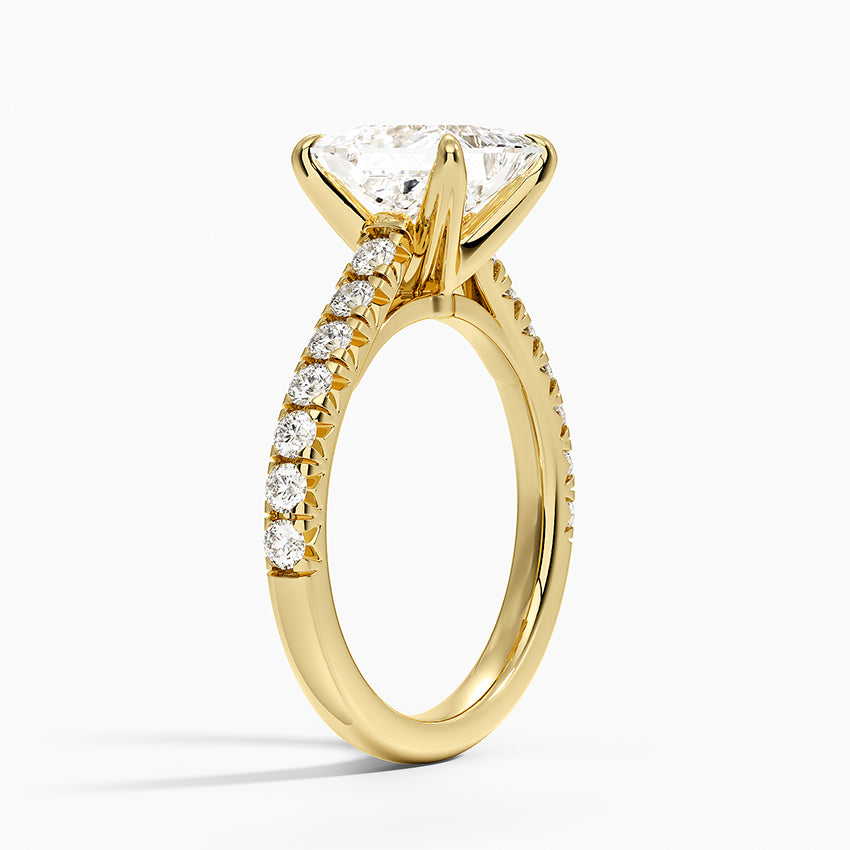 Sienna Half Coverage Diamond Ring - Princess Cut Center Stone