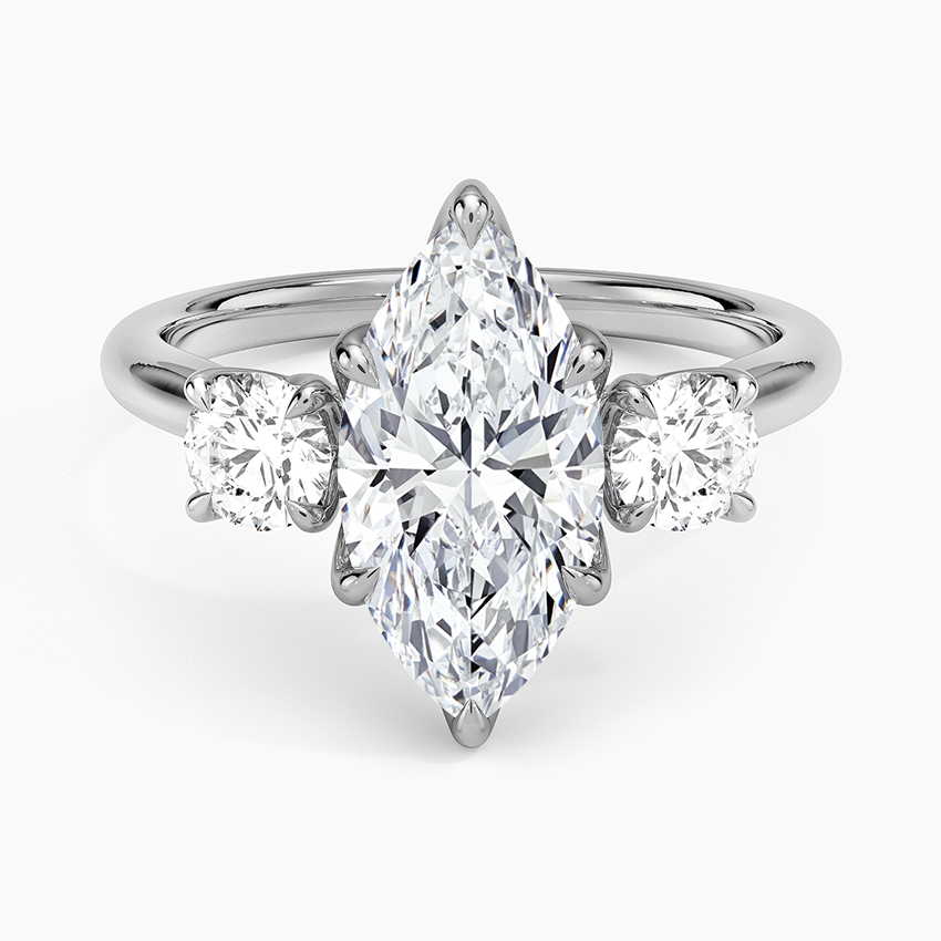Elodie Perfect Fit Three Stone Diamond Ring (1/2 ct. tw.) - Marquise Center Stone