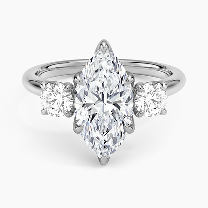 Elodie Perfect Fit Three Stone Diamond Ring (1/2 ct. tw.) - Marquise Center Stone