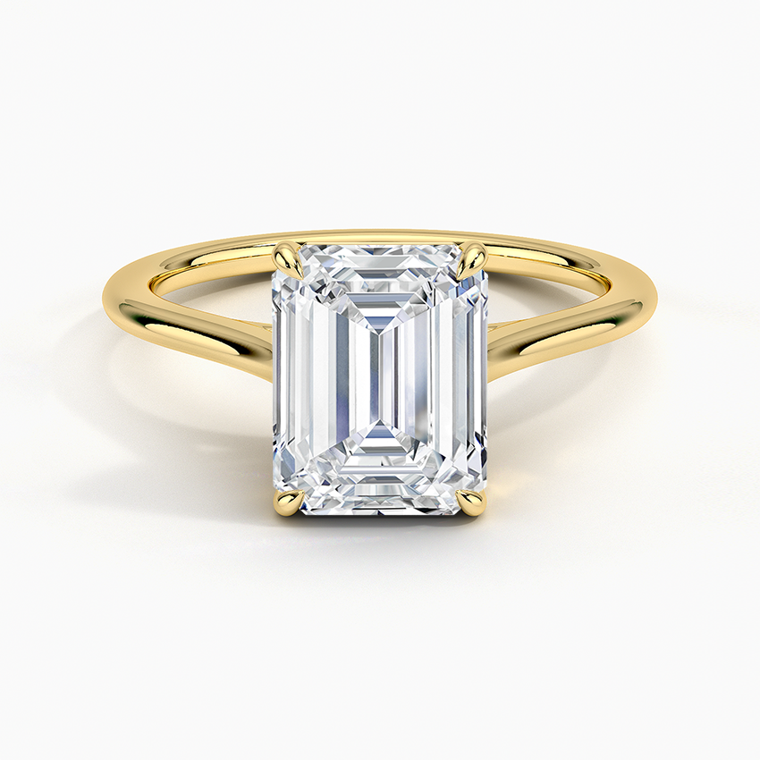 1.4mm Provence Solitaire Ring - Emerald Cut Center Stone