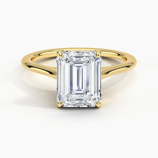 1.4mm Provence Solitaire Ring - Emerald Cut Center Stone