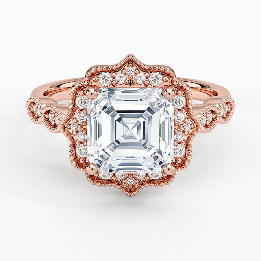 Cadenza Halo Diamond Ring - Asscher Cut Center Stone