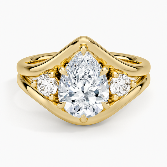 Frame Three Stone Diamond Ring (1/3 ct. tw.) - Pear Center Stone