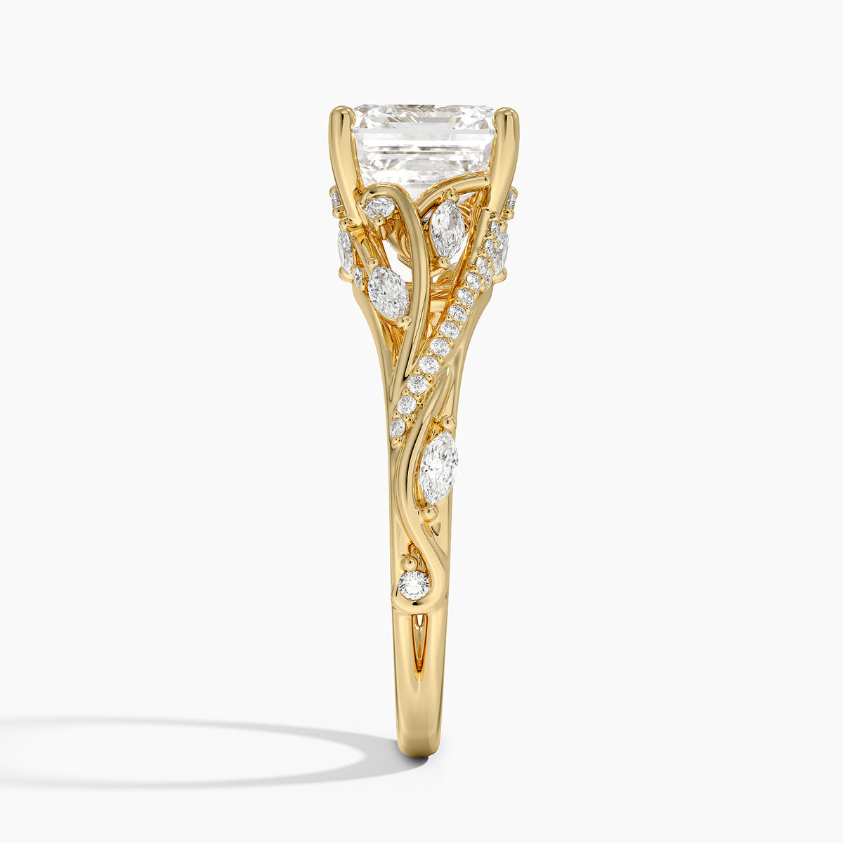 Begonia Vine Diamond Ring (1/2 ct. tw.) - Asscher Cut Center Stone