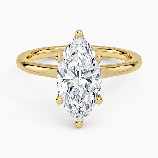 Fleur Solitaire Ring - Marquise Center Stone