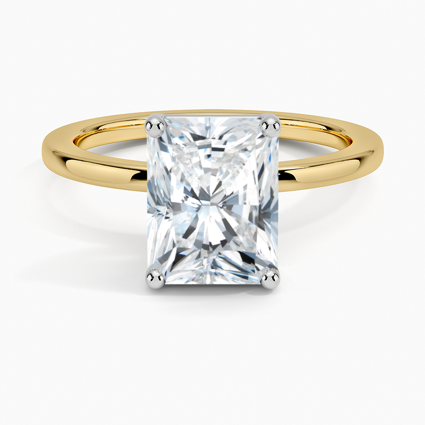 Platinum Mixed Metal Perfect Fit Solitaire Ring - Radiant Cut Center Stone