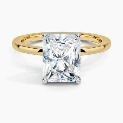 Platinum Mixed Metal Perfect Fit Solitaire Ring - Radiant Cut Center Stone