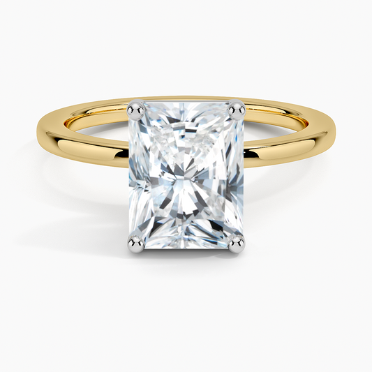 Platinum Mixed Metal Perfect Fit Solitaire Ring - Radiant Cut Center Stone