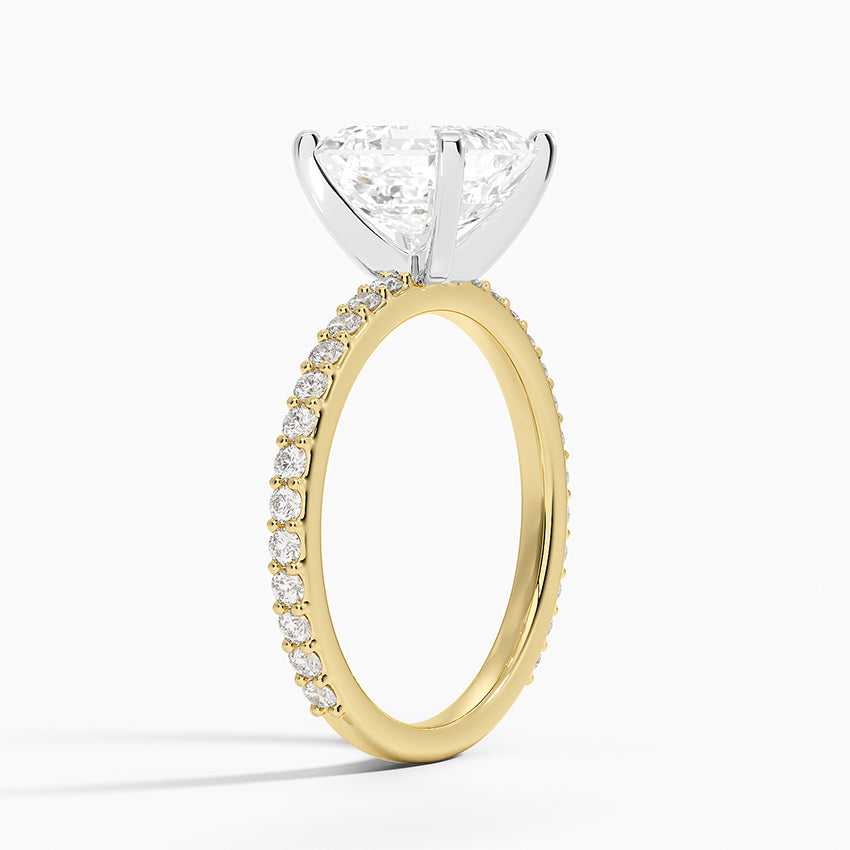 Petite Shared Prong Three-Quarter Coverage Diamond Ring (1/3 ct. tw.) - Asscher Cut Center Stone
