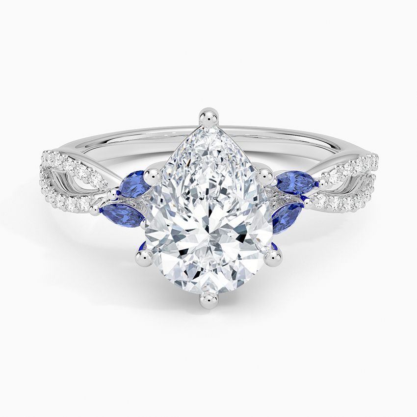 Luxe Willow Sapphire and Diamond Ring (1/8 ct. tw.) - Pear Center Stone