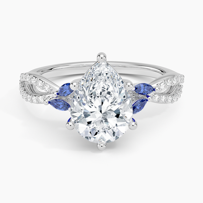 Luxe Willow Sapphire and Diamond Ring (1/8 ct. tw.) - Pear Center Stone