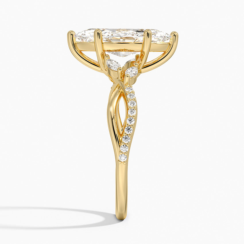 Petite Twisted Willow Diamond Ring - Marquise Center Stone