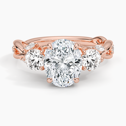 Secret Garden Three Stone Diamond Ring (3/4 ct. tw.) - Oval Center Stone
