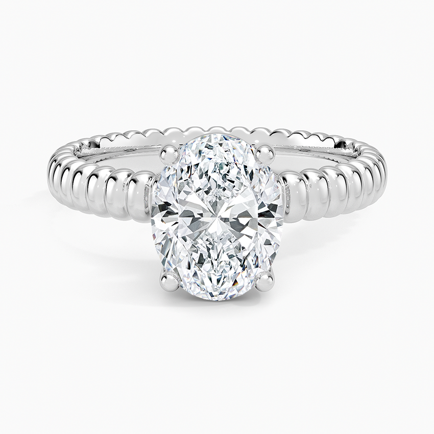 Petra Textured Solitaire Ring - Oval Center Stone