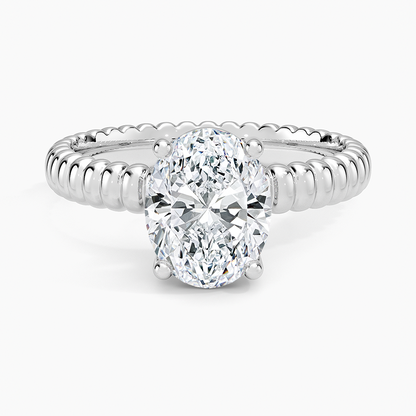 Petra Textured Solitaire Ring - Oval Center Stone