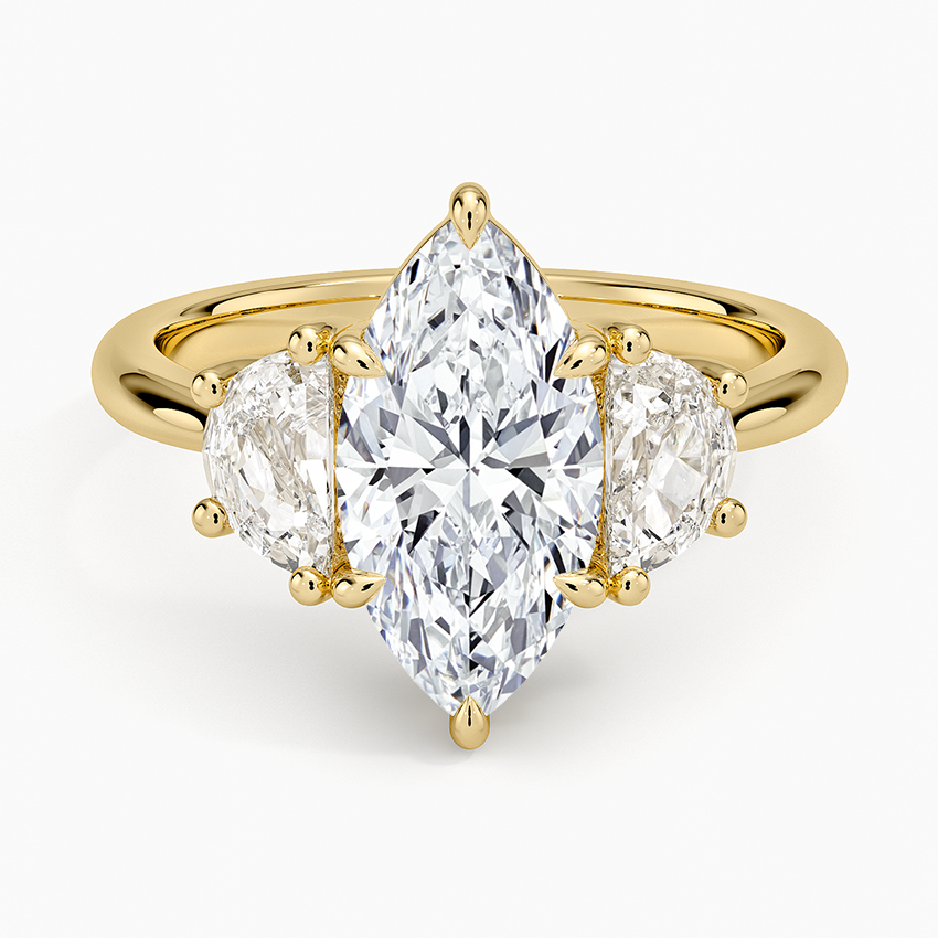 Half Moon Three Stone Diamond Ring (1/2 ct. tw.) - Marquise Center Stone
