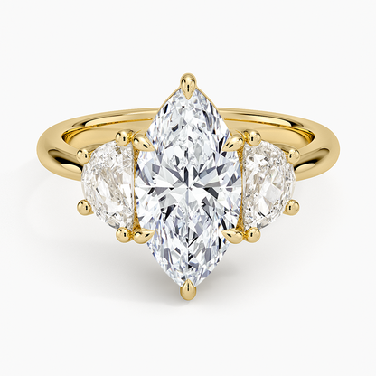 Half Moon Three Stone Diamond Ring (1/2 ct. tw.) - Marquise Center Stone