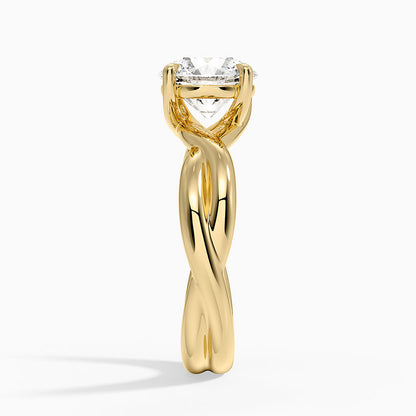 Hazel Twist Solitaire Diamond Ring - Round Cut Center Stone