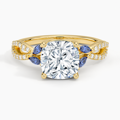 Luxe Willow Sapphire and Diamond Ring (1/8 ct. tw.) - Cushion Cut Center Stone