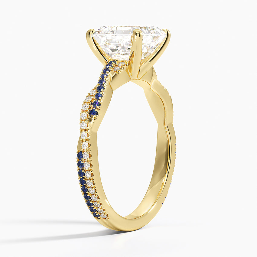 Petite Luxe Twisted Vine Sapphire and Diamond Ring (1/8 ct. tw.) - Asscher Cut Center Stone