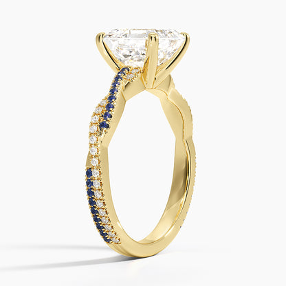 Petite Luxe Twisted Vine Sapphire and Diamond Ring (1/8 ct. tw.) - Asscher Cut Center Stone