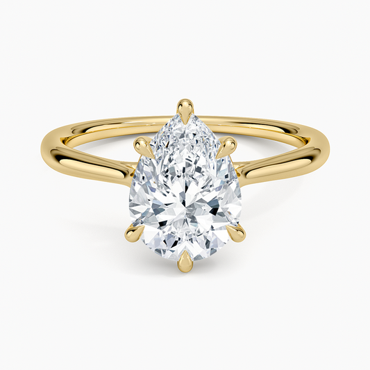 Freesia Cathedral Solitaire Ring - Pear Center Stone
