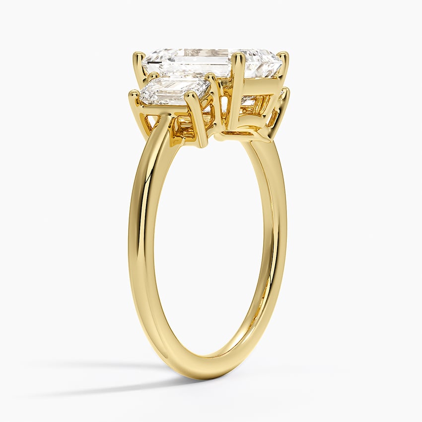 Luxe Rhiannon Three Stone Diamond Ring (3/4 ct. tw.) - Emerald Cut Center Stone