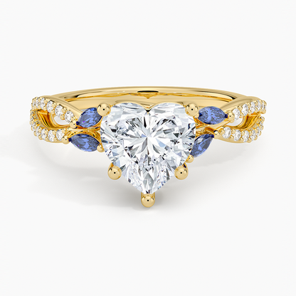 Luxe Willow Sapphire and Diamond Ring (1/8 ct. tw.) - Heart Center Stone