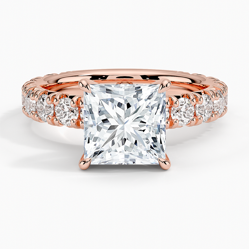 Ellora Three-Quarter Coverage Diamond Ring - Princess Cut Center Stone