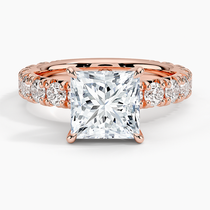 Ellora Three-Quarter Coverage Diamond Ring - Princess Cut Center Stone