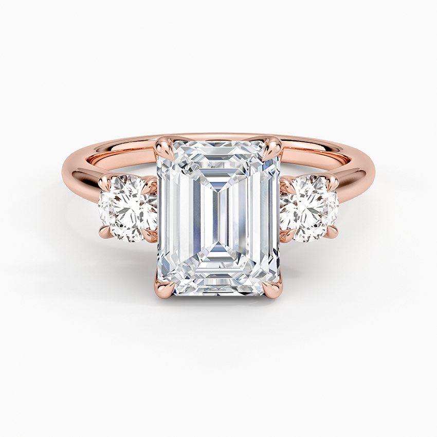 Elodie Perfect Fit Three Stone Diamond Ring (1/2 ct. tw.) - Emerald Cut Center Stone