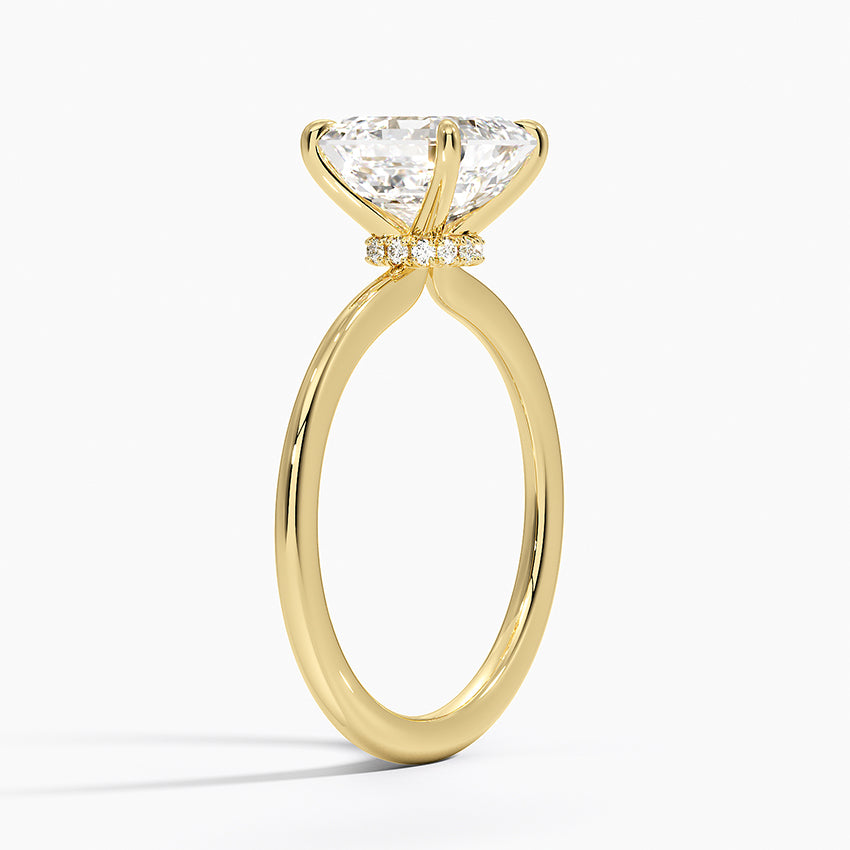 Petite Secret Halo Diamond Ring - Asscher Cut Center Stone