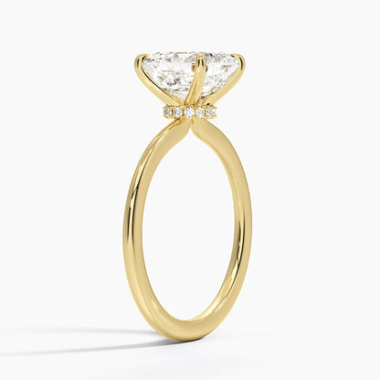 Petite Secret Halo Diamond Ring - Asscher Cut Center Stone