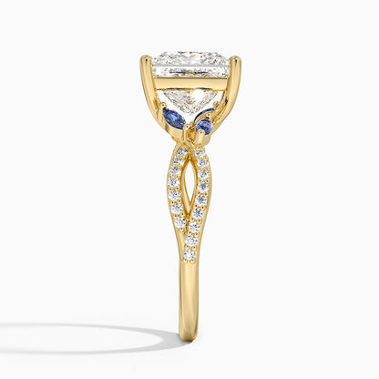 Luxe Willow Sapphire and Diamond Ring (1/8 ct. tw.) - Princess Cut Center Stone