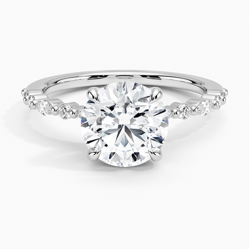 Delicate Versailles Diamond Ring - Round Center Stone