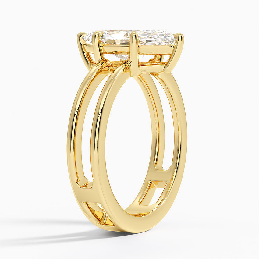 Aimee Open Double Band Solitaire Ring - Marquise Center Stone