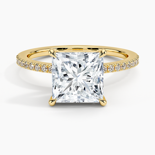 Perfect Fit Half Coverage Hidden Halo Diamond Ring (1/5 ct. tw.) - Princess Cut Center Stone